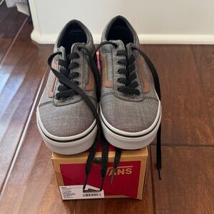 Vans Gray Casual/Dress with Brown Stripe Like New!